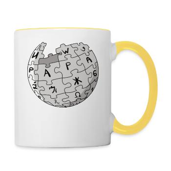 Papapedia wikpedia papa papa cadeau nouveau papa - Mug contrasté - blanc/jaune - Droite