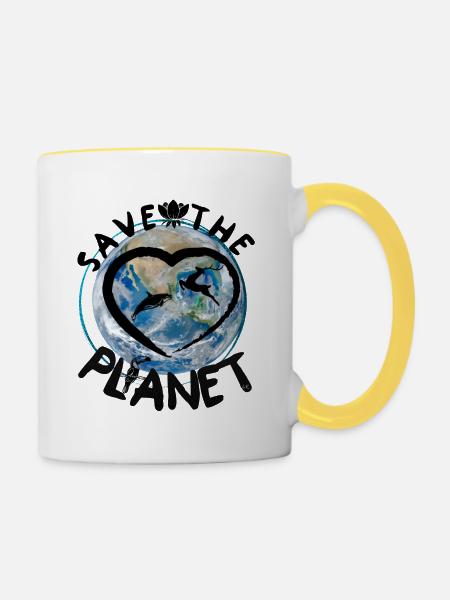 Mather Nature 🐢 - Tasse zweifarbig - Weiß/Gelb