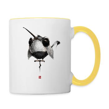 Sketchy Bird # 02 - Contrasting Mug - white/yellow - Right