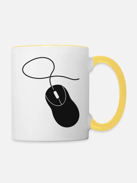 Computermaus - Tasse zweifarbig - Weiß/Gelb