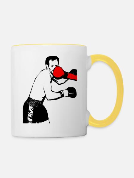 Boxer direkter Schlag - Tasse zweifarbig - Weiß/Gelb
