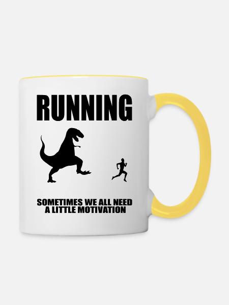 Laufende Motivation - Tasse zweifarbig - Weiß/Gelb