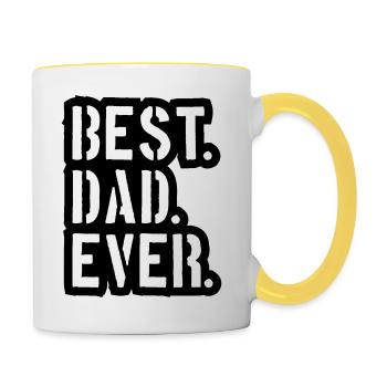 stamp text dad best ever love dad best world v - Contrasting Mug - white/yellow - Right