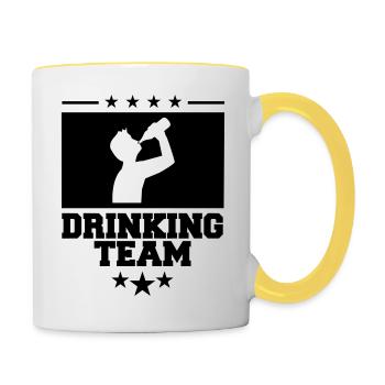 crest cool logo text alcohol beer sau - Contrasting Mug - white/yellow - Right