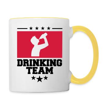 crest cool logo text alcohol beer sau - Contrasting Mug - white/yellow - Right