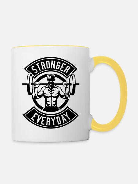 Stronger Than All - Tasse zweifarbig - Weiß/Gelb