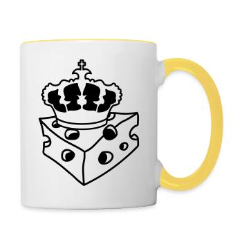 koenig krone koenigin princesse kaese loecher gau - Mug contrasté - blanc/jaune - Droite