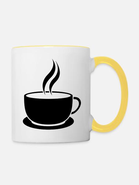 Cafe-Tasse - Tasse zweifarbig - Weiß/Gelb