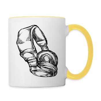 Kopfhoerer - Tasse zweifarbig - Weiß/Gelb - Rechts