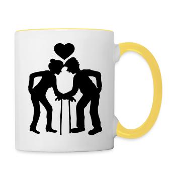 herz mann opa grossvater paar liebe verliebt weibl - Tasse zweifarbig - Weiß/Gelb - Rechts