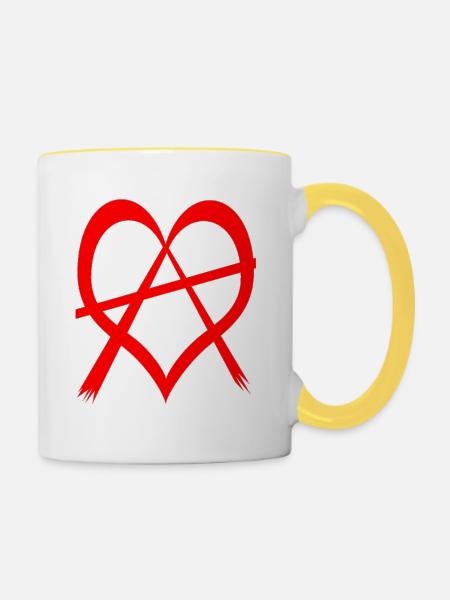 love anarchy red - Tasse zweifarbig - Weiß/Gelb