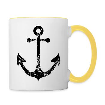 risse kratzer anker boot schiff schwimmen meer mat - Tasse zweifarbig - Weiß/Gelb - Rechts