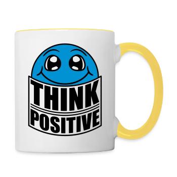 Think Think Cool Think Positive Stay Positive - Contrasting Mug - white/yellow - Right