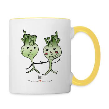 Danse de chou-rave - Mug contrasté - blanc/jaune - Droite