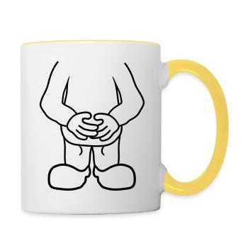 small body head comic cartoon clipart funny - Contrasting Mug - white/yellow - Right