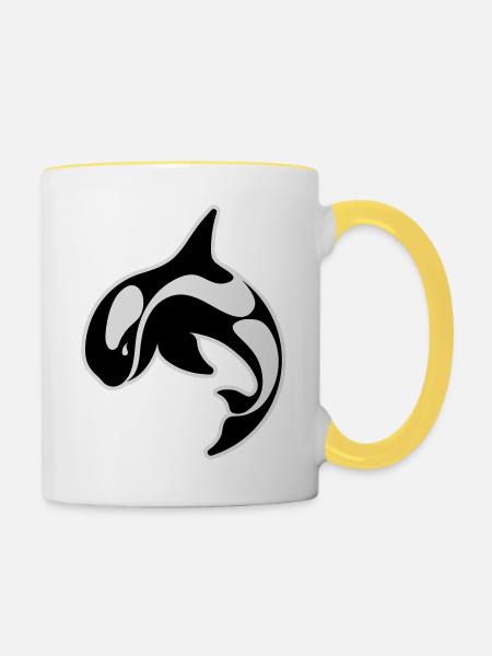 Schwertwal - Tasse zweifarbig - Weiß/Gelb