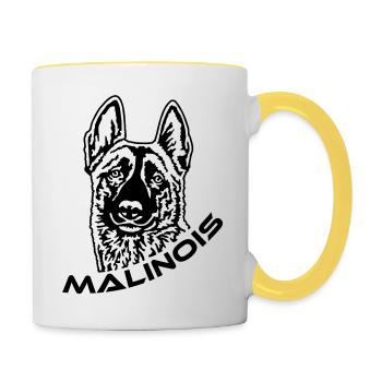 424 Malinois - Tasse zweifarbig - Weiß/Gelb - Rechts