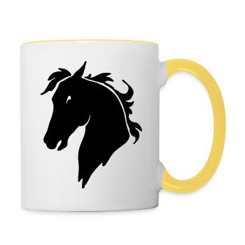Pferdekopf - Tasse zweifarbig - Weiß/Gelb - Rechts