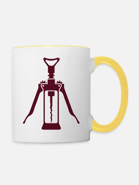 Korkenzieher_2_c1 - Tasse zweifarbig - Weiß/Gelb