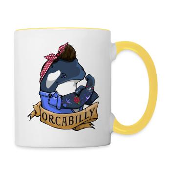 Orcabilly - Mug contrasté - blanc/jaune - Droite