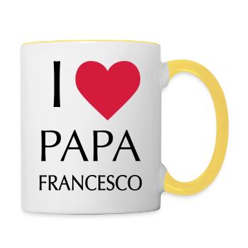 I LOVE PAPA FRANCESCO - Mug contrasté - blanc/jaune - Droite