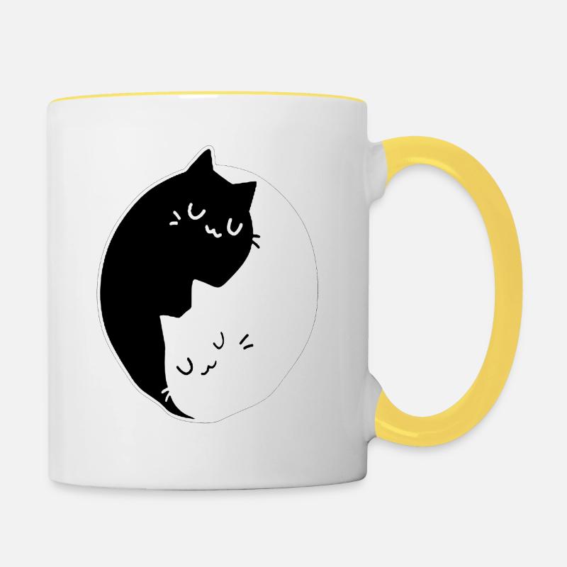 cats - Contrasting Mug - white/yellow