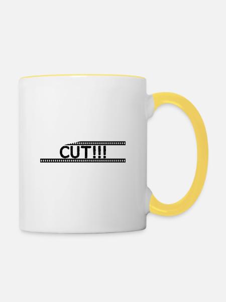 Cut!!! - Tasse zweifarbig - Weiß/Gelb