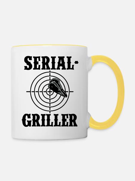 Serial Griller - Tasse zweifarbig - Weiß/Gelb
