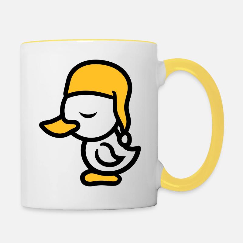 sommeil lit fatigué sommeil endormi soir - Mug contrasté - blanc/jaune
