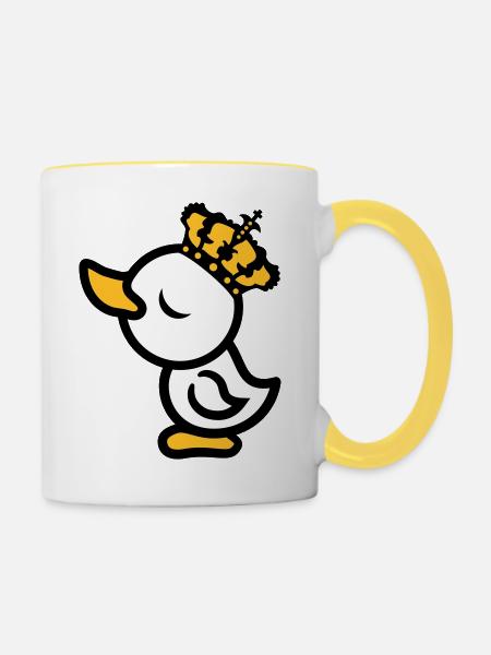 Eitel Koenig Koenigin Princesse Couronne De Chick Arrog - Mug contrasté - blanc/jaune