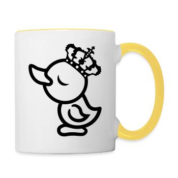 arrogant vain koenig queen princess chick kr - Contrasting Mug - white/yellow - Right