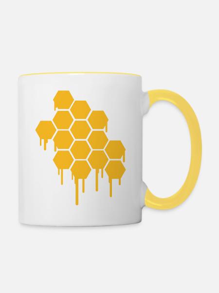 Honeycombs Pattern - Tasse zweifarbig - Weiß/Gelb