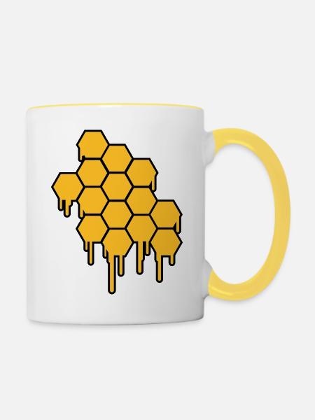 Honeycombs Pattern - Tasse zweifarbig - Weiß/Gelb