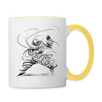 Magicien de Kungfu - Mug contrasté - blanc/jaune - Droite