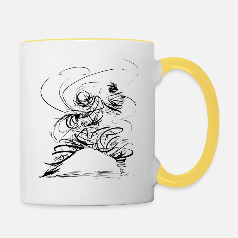 Magicien de Kungfu - Mug contrasté - blanc/jaune