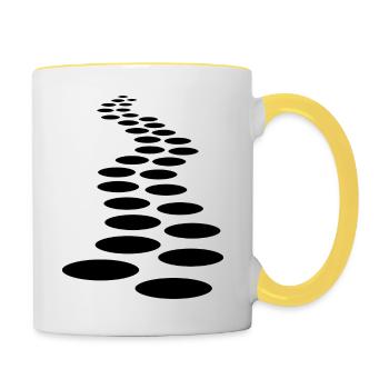 foot imprint path path line line row art pun - Contrasting Mug - white/yellow - Right