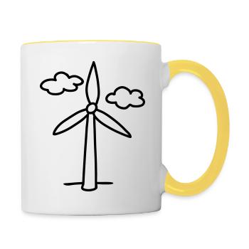 Windrad - Ökostrom - line - Tasse zweifarbig - Weiß/Gelb - Rechts