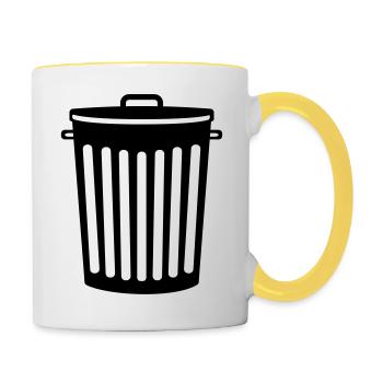 eimer muelleimer muell wegwerfen dreck abfall recy - Tasse zweifarbig - Weiß/Gelb - Rechts