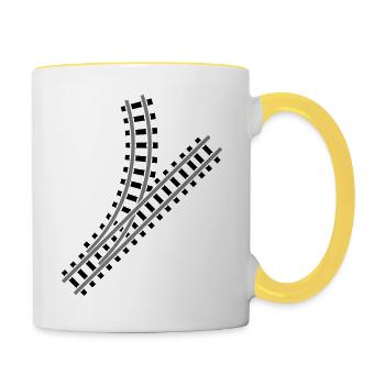 zug_gleis_2_f2 - Tasse zweifarbig - Weiß/Gelb - Rechts