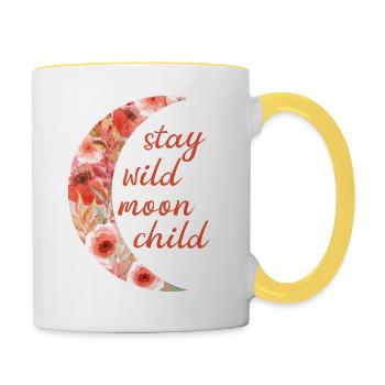 Restez sauvage Moon Child - Mug contrasté - blanc/jaune - Droite