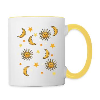 Sun, moon and stars - Contrasting Mug - white/yellow - Right