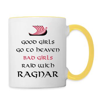 Bad Girls Raid With Ragnar - Mug contrasté - blanc/jaune - Droite