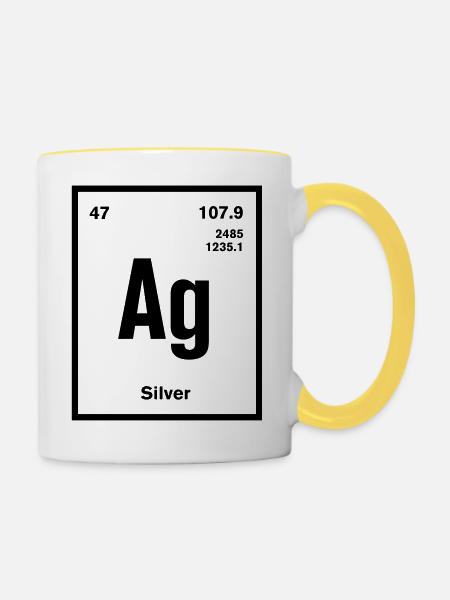 Silver Element im Periodensystem - Tasse zweifarbig - Weiß/Gelb