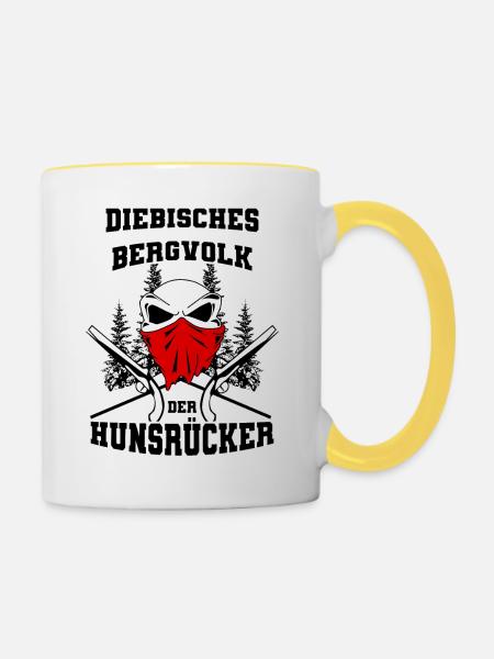 Diebische Bergvolk Hunsrücker Hunsrück - Tasse zweifarbig - Weiß/Gelb