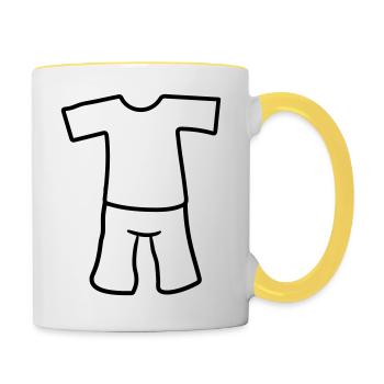 heiss t shirt oberteil kleidung hose anziehen kurz - Tasse zweifarbig - Weiß/Gelb - Rechts