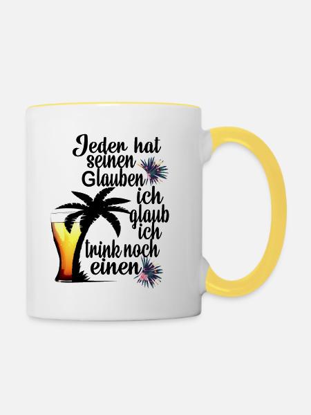 Urlaub - Tasse zweifarbig - Weiß/Gelb