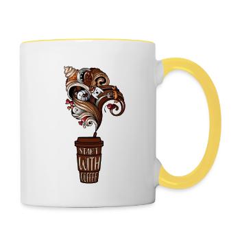 Start with coffee But first coffee - Contrasting Mug - white/yellow - Right