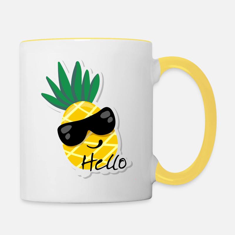 Hello Pineapple - Contrasting Mug - white/yellow