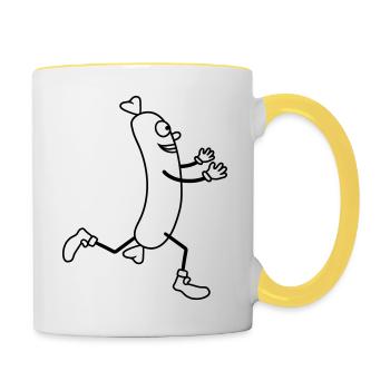 petite courre gluecken câlin amour - Mug contrasté - blanc/jaune - Droite