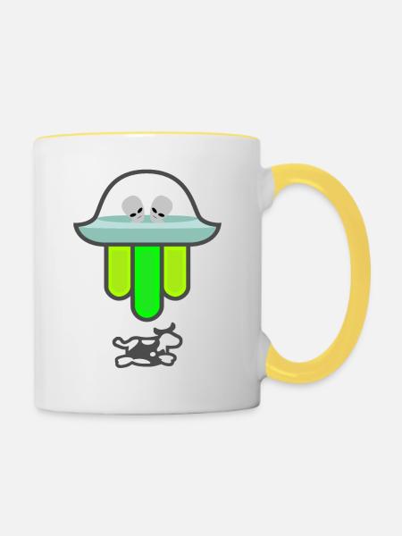 OVNI Hamsa - Mug contrasté - blanc/jaune